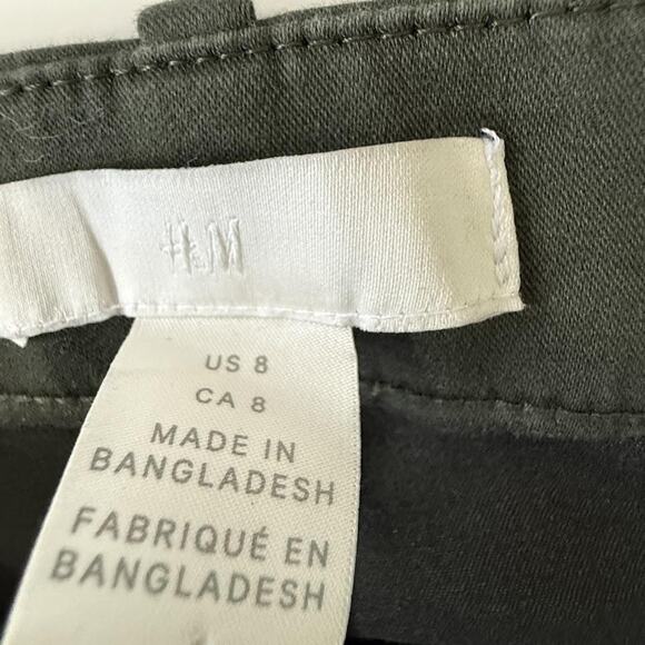 H&M Pants Womens 8 Olive Green Chino Slim Fit Stretch Ankle‎ Dress Casual Office - Picture 10 of 16